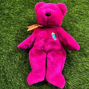 TY Beanie Buddies 14” Plush - Magenta Millenial Bear - 2000